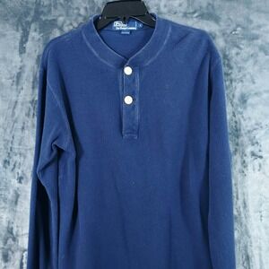 Vintage Polo Ralph Lauren Sportsman's Men's Small Blue Cotton L / S Henley Shirt